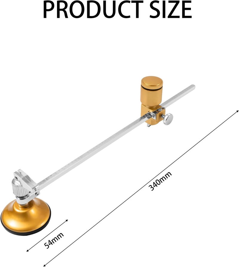 YZCHAIN Circular Glass Cutter, Adjustable Circle Glass Cutting Tools, 360° Cutter Head and Shock-Absorbing Shaft, Ideal for Cutting Glass, Mirrors, Stained Glass - Image 2